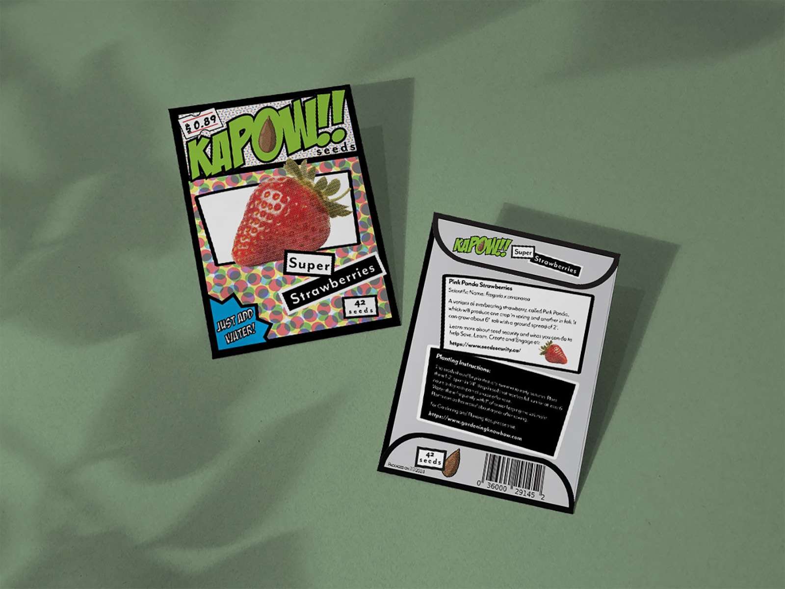 1pack mockup front and back of strawberry seed pack