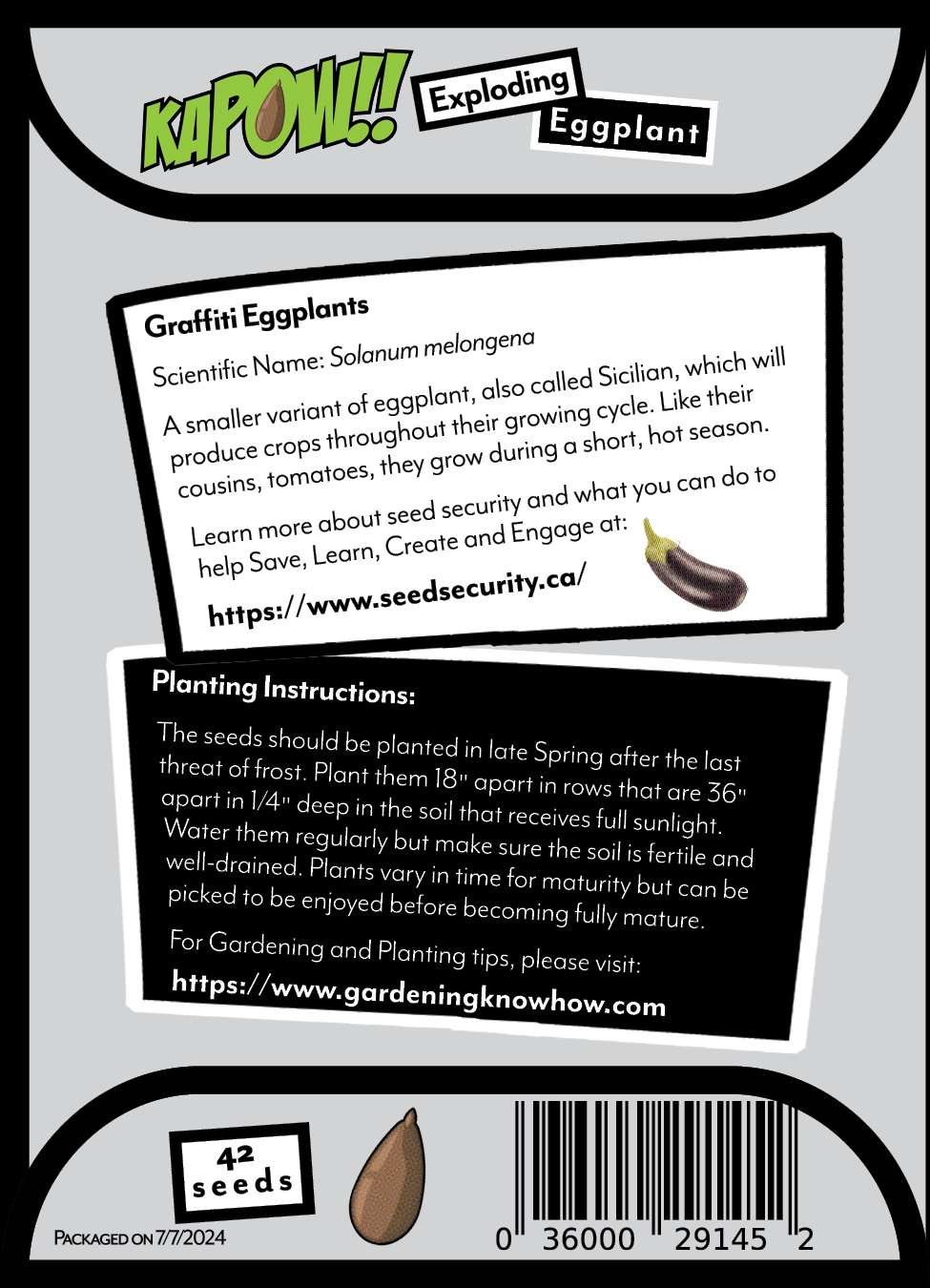 seed pack of eggplant back