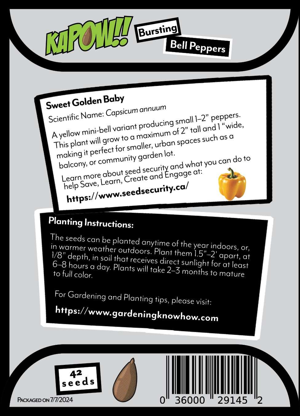 seed pack of yellow bell peppers back