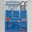 an infographic poster with cartoon characters about swimming mockup held up by tape on brick wall