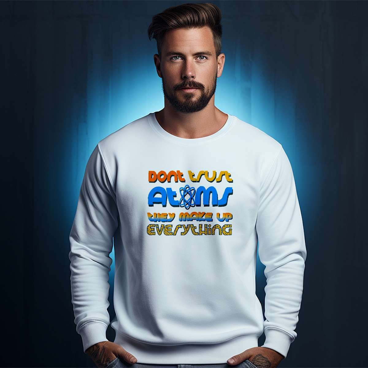 mockup03_blue man wearing sweatshirt mockup blue design