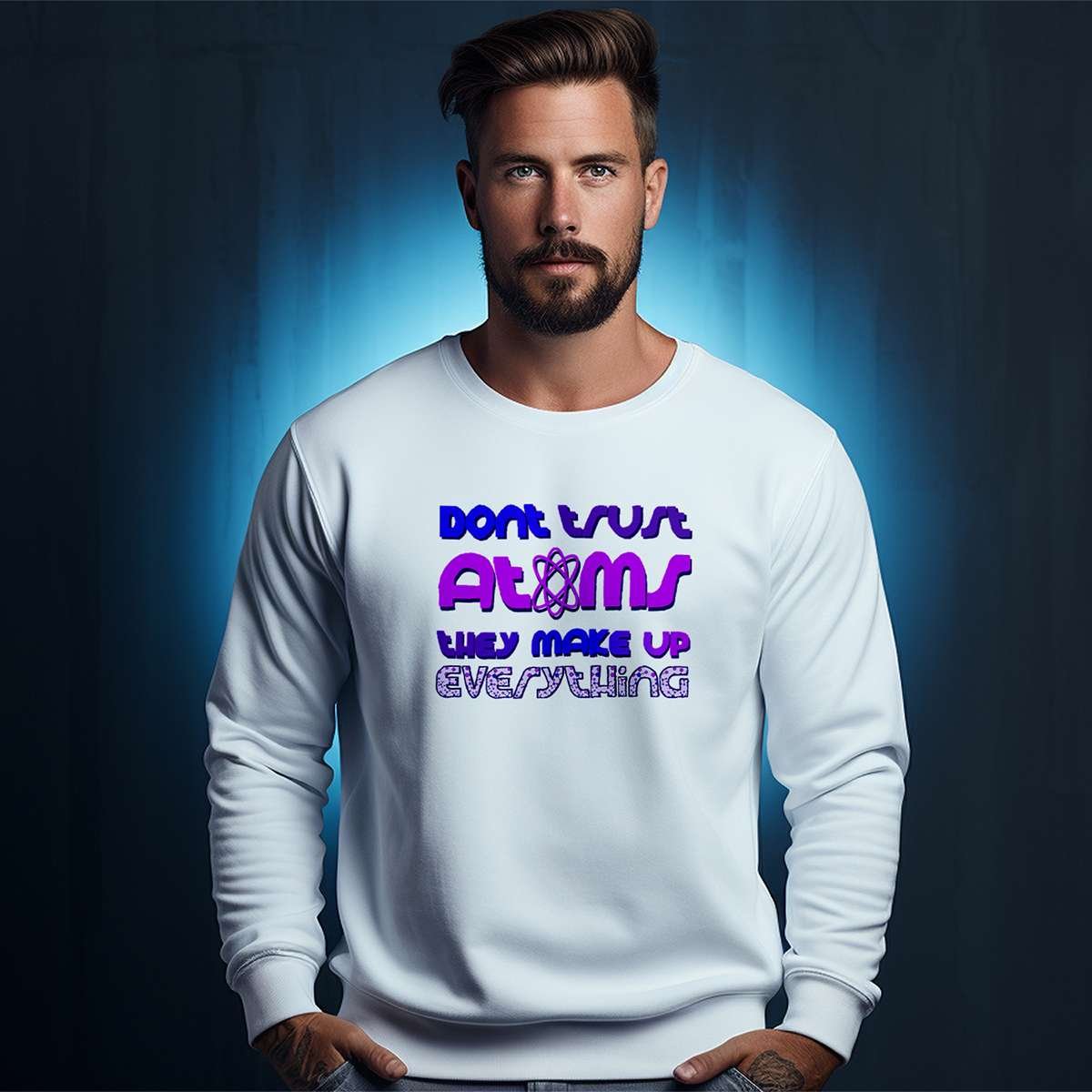 mockup03_pruple man wearing sweatshirt mockup purple design